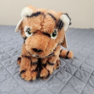 Vintage Russ Berrie SAFARI Caress Soft Pets Tiger Orange Black Plush New 8"
